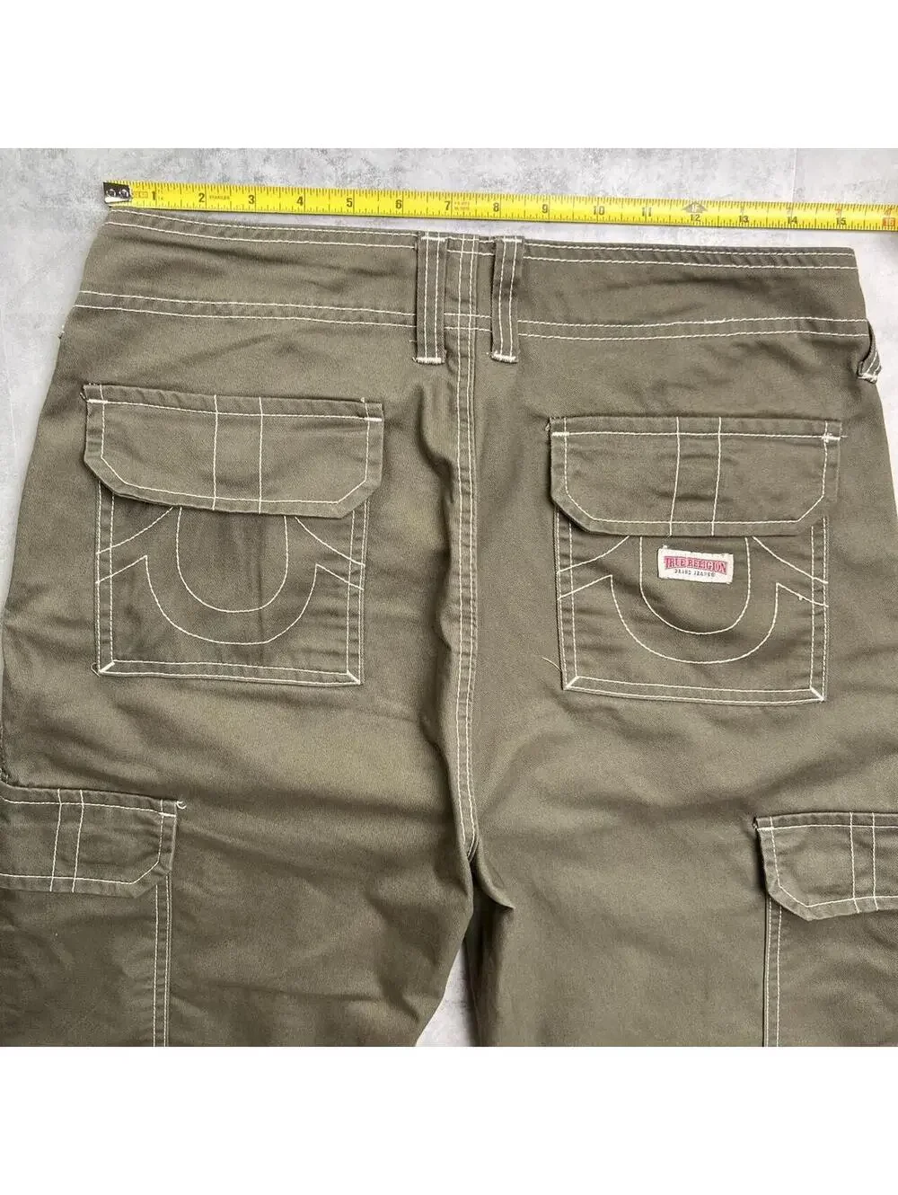 Y2K Olive Green True Religion Grunge Cargo Skater Pants